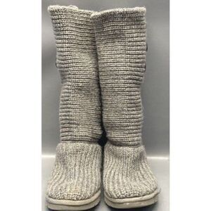 UGG Boots Womens 6 Classic Cardy Winter Tall Knit Soft Flats 5819 Grey Button